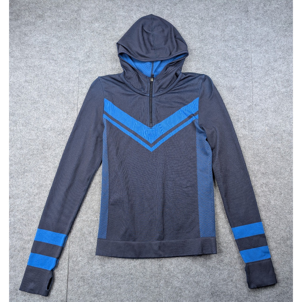 Tory Burch Sport Hoodie Womens Small Seamless Chevron 1/4 Zip Athleisure Luxury